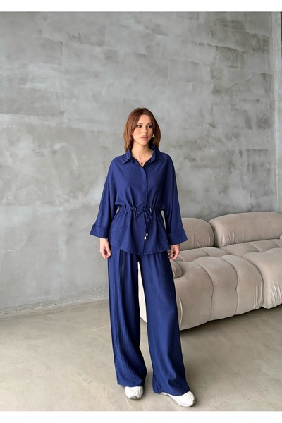 LE CARAMBOLE Γυναικείο Σετ Δύο Τεμαχίων: Πουκάμισο με κορδόνια στη μέση και π...