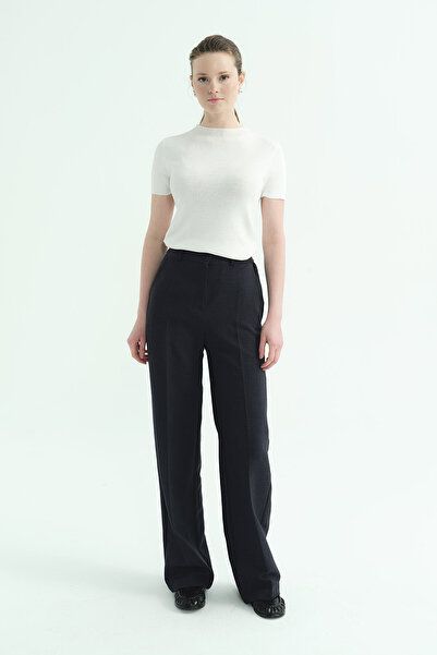 Hooopstore Straight Cut Navy Blue Trousers