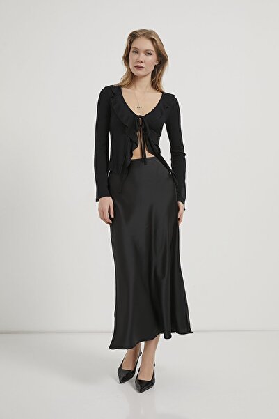 Arma Life Armalife 10589 Long Satin Women's Skirt with Elastic Waist