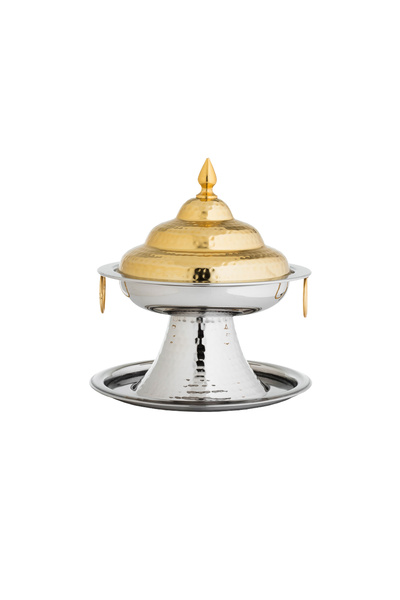BASURRAH Indian stainless steel date bowl with a silver and gold base, 20 cm