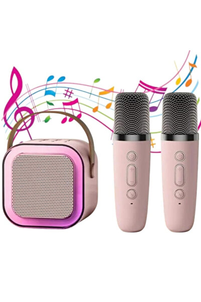 OEM Set de 2 microfoane karaoke cu difuzor portabil, LED-uri colorate, wirele...