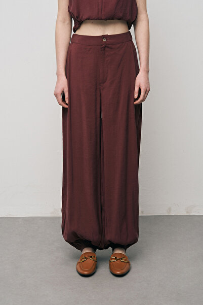 Orfeo Negro Women's Solid Color Flowy Pants with Elastic Cuffs