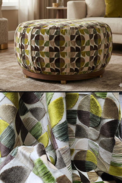 B'DEKOR DÖŞEMELİK KUMAŞ Puf Kumaşları Retro Desenli Kadife Yeşil Krem Kahve K...