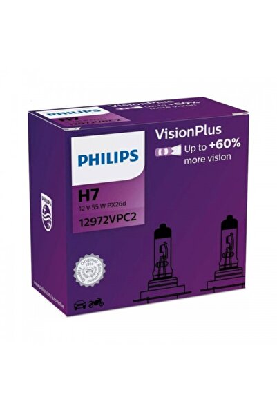 Philips Set 2 Becuri Far H7 55W 12V Vision Plus (Cutie)