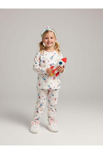 Zekids Σετ βαμβακερές πιτζάμες με σχέδιο ρομπότ για κορίτσια