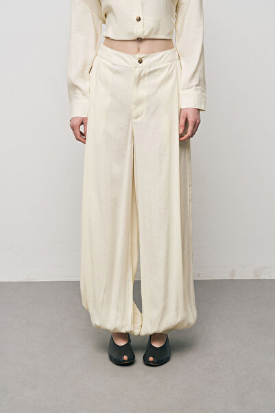 Orfeo Negro Women's Solid Color Flowy Pants with Elastic Cuffs