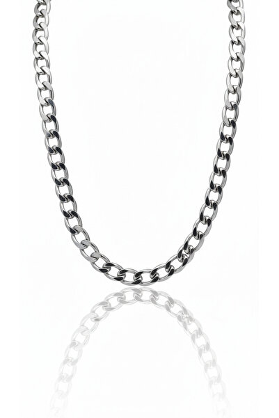 Cosmia Shine 316L Paslanmaz Çelik Gümüş Renk Gurmet Zincir Kolye - 7 mm