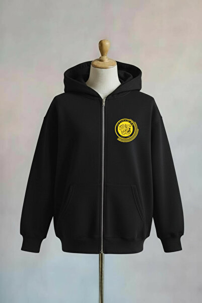 Vordevia Al Ittihad Fc B Printed Zippered K Hooded O Oversized Sweatshirt