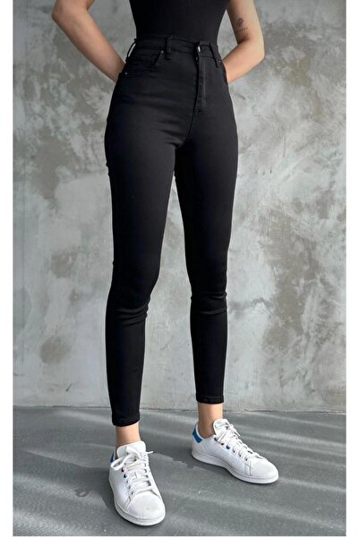 MRİABE Blugi skinny negri, pantaloni din lycra cu picior îngust