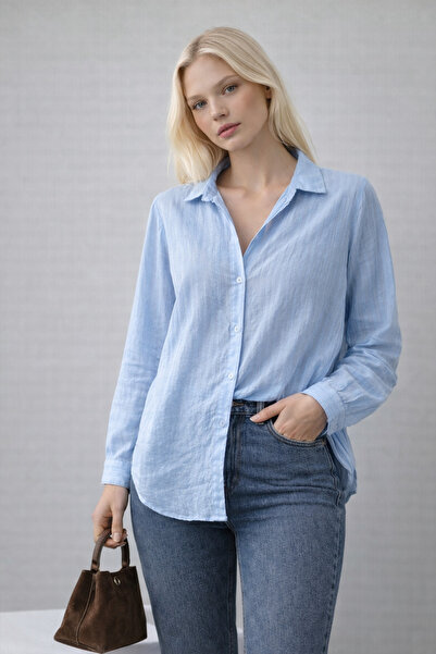 Cistern İstanbul Women's Striped Detailed Textured Shirt