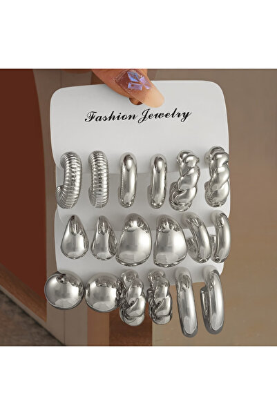 Ervalina Karışık Çoklu Model Basic Kadın Küpe (Karışık Gönderim)