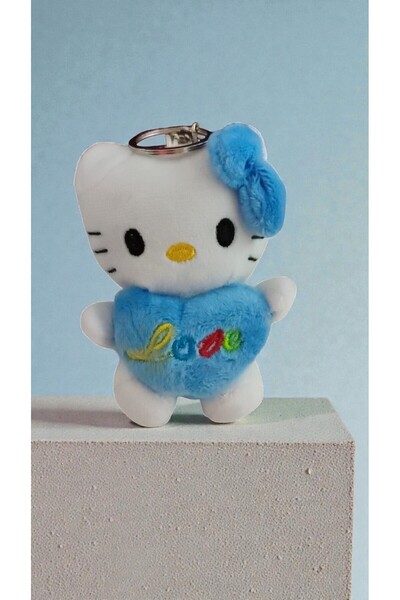 FAMEMUS ACCESSORY Plush Keychain with Hello Kitty Love Written on It