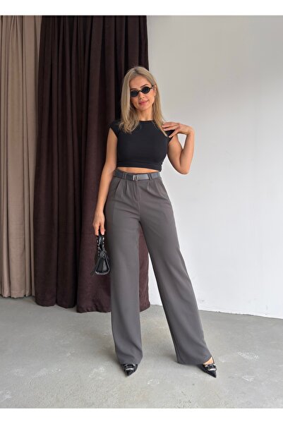 SERENCEE LİKRALI YÜKSEK BEL KEMERLİ PALAZZO PANTALON