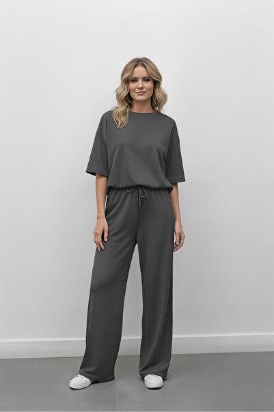 Bliss طقم بدلة رياضية نسائية من القماش المودال بأكمام قصيرة وياقة دائرية