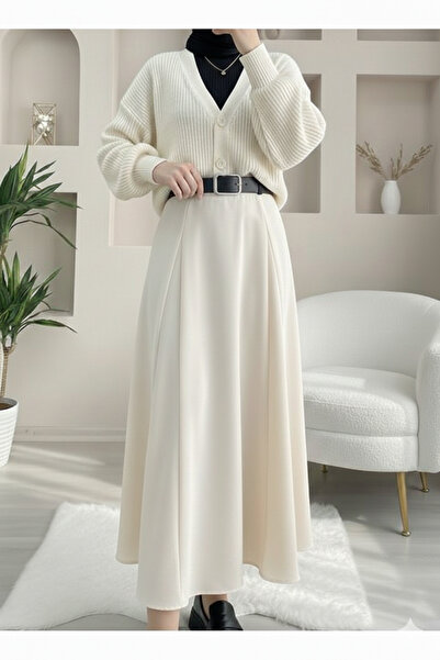 Foremia Butterfly Detailed Dabıl Skirt-Cream