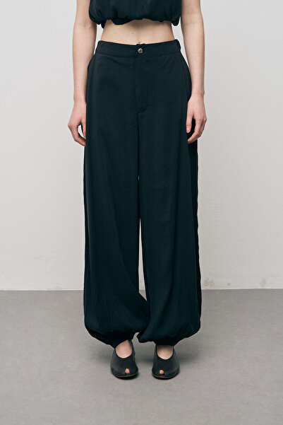 Orfeo Negro Women's Solid Color Flowy Pants with Elastic Cuffs