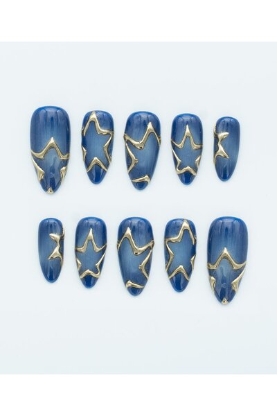 Nezlin Collection Starry Navy Protez Jel Takma Tırnak - El Yapımı Kalıcı Oje ...