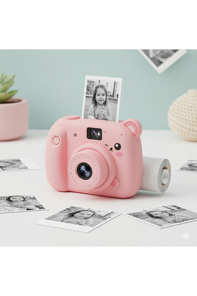 TeknoEser Sevimli Ayıcık Tasarımlı Anında Baskı Çocuk Dijital Fotoğraf Makine...