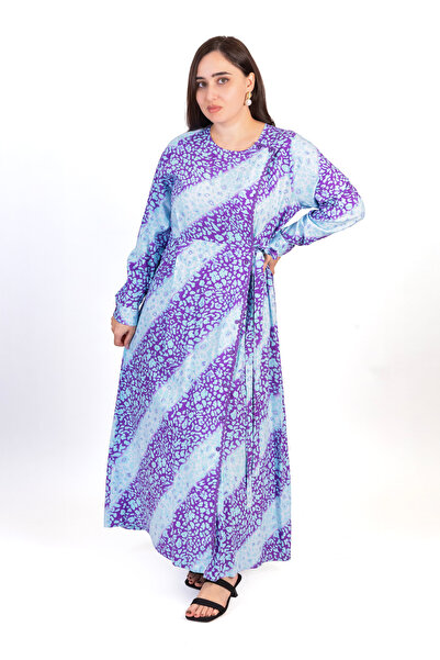 LINELLE Blue & Violet Abstract Printed Maxi Dress