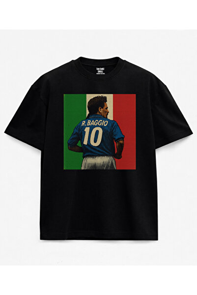 kun inaki Roberto Baggio İtalya Baskılı Siyah Unisex Tişört