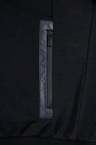 BESSA Black Tracksuit Set with Palestine Emblem Printed Zipper Pockets and Patterned Fabric for Men