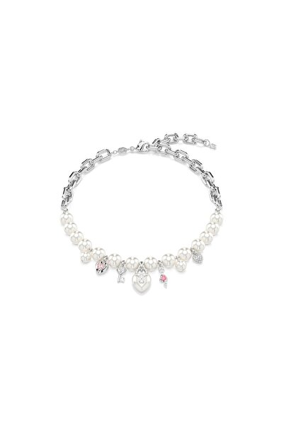 Swarovski Idyllia Kolye, Kristal inci, Karışık kesimler, Beyaz, Rodyum kaplama