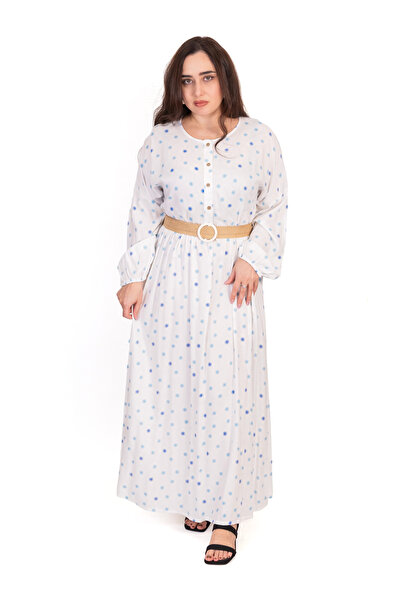 LINELLE White & Blue Printed Maxi Dress