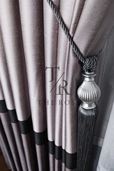 The Rose Estoria Fabric Curtain with Frills 1/3 Dense Pleat Single Panel Gray...