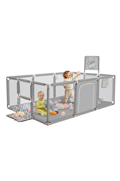 OEM Țarc de joacă pentru bebeluși 180x120x64 cm, cu 30 de mingi, mini coș de ...