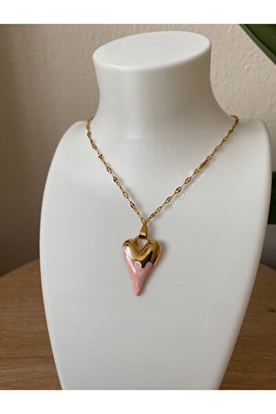 Petek Collection Melting Heart Stainless Steel Gold Necklace, Valentine's Day...