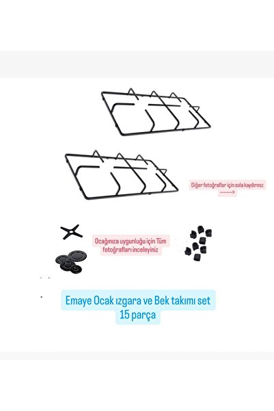 Kumtel/Termikel Bir çok Markaya Uygun Emaye setüstü/ankstre Ocak Izgara Set ( 45,5*23 cm ) 15 parça