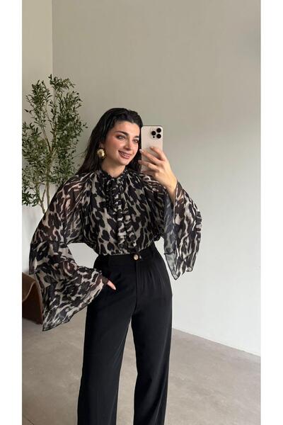 Bade Butik Black lined chiffon blouse