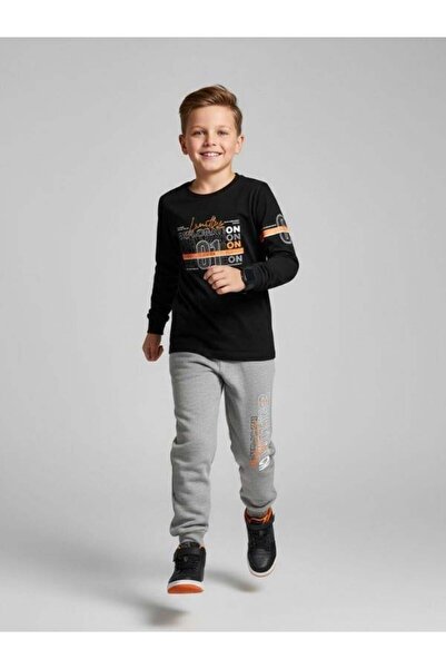 Zekids Σετ πιτζάμες για αγόρια με βαμβακερό στάμπα κειμένου