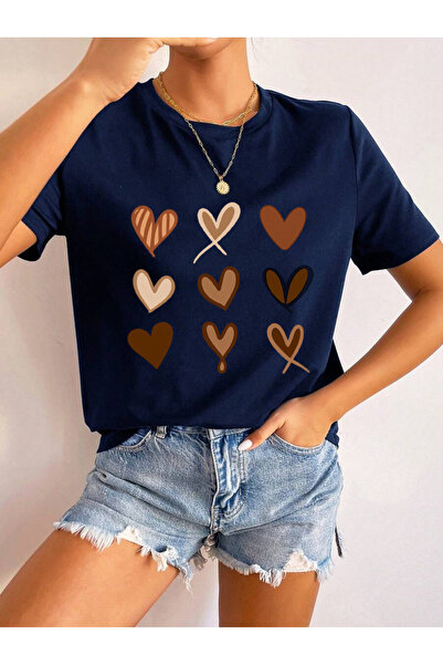 uyguntarz Tricou unisex cu design imprimat cu inimioare