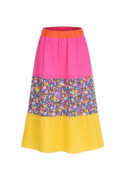 Eight Fashion Women's Multicolored Long Floral Patterned Viscose Skirt with E...