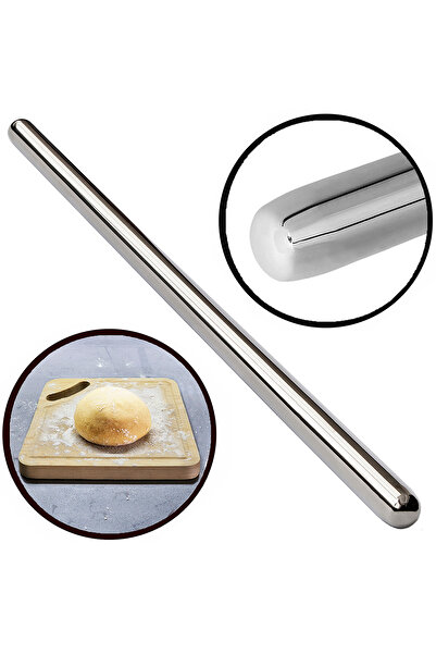 ALETÇANTAM 60cm Çelik Oklava 304 Kalite Paslanmaz Çelik Metal Sihirli Hamur B...