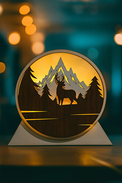 Saatistan Kişiye Özel Ahşap Led Aydınlatmalı Masa ve Gece Lambası