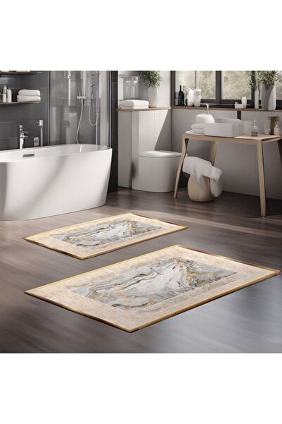 Lenjerii Deosebite Set 2 covorase baie catifelate, cu imprimeu digital Marmura