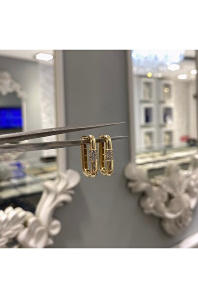 DİLEK KUYUMCULUK Altın dikdörtgen küpe