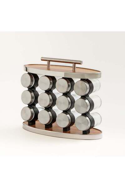 Generic ALBERTO Alberto 12pcs glass jar set with metal lid and rack