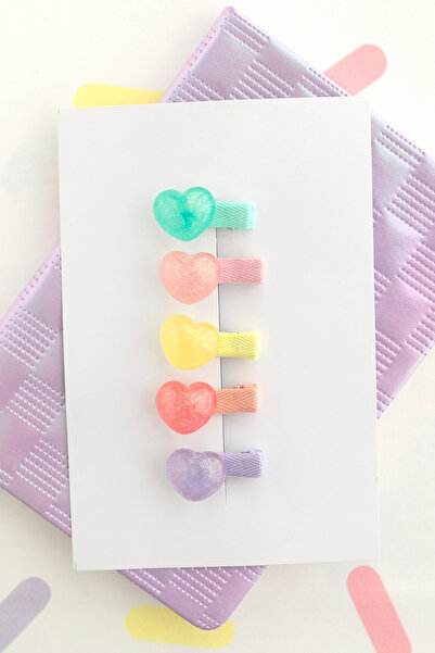 chipiques 5’li Pastel Simli Kalp Bebek Toka Seti – Yumuşak Klipsli Şeker Renk...