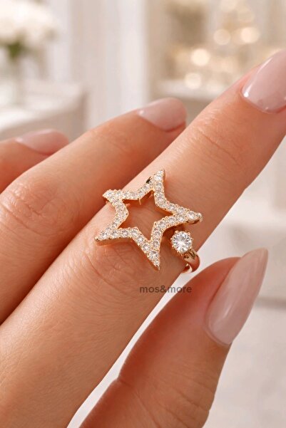 mosmoda Gold Taşlı Yıldız Yüzük Ayarlanabilir
