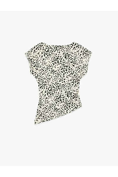 Koton Bluză neagră de damă cu detaliu drapat 6SAK70018EK