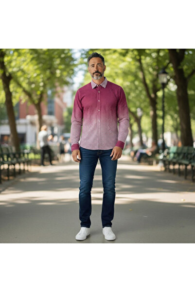 EREN STYLE Βαμβακερό μακρυμάνικο αθλητικό πουκάμισο χωρίς τσέπες (Slim Fit)