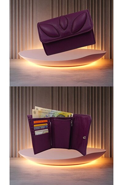 OEM Women's genuine leather wallet - plum purple