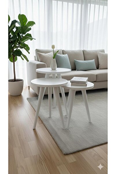 Home PRENSES AHŞAP AYAKLI 18 ML HAM MDF BEYAZ LAKE BOYALI ZİGON SEHPA