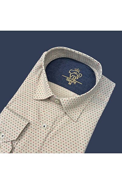 EREN STYLE Βαμβακερό μακρυμάνικο πουκάμισο χωρίς τσέπες σε στενή γραμμή (Slim...