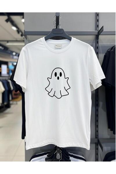 playwear PLAY WEAR Tricou unisex cu imprimeu WHITE GHOST, cu guler rotund