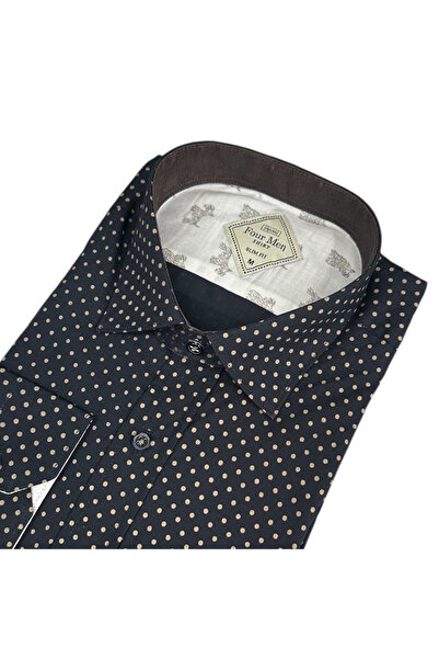 EREN STYLE Cămașă din bumbac cu mânecă lungă, fără buzunare, croială slim (Sl...