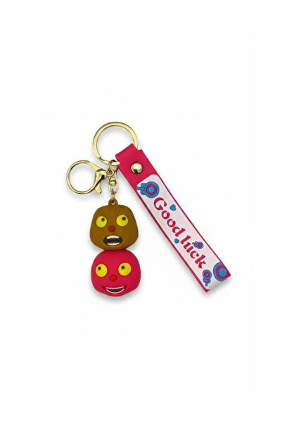 GÜMRÜK BEY Monster Heads Themed Silicone Keychain - Red Green
